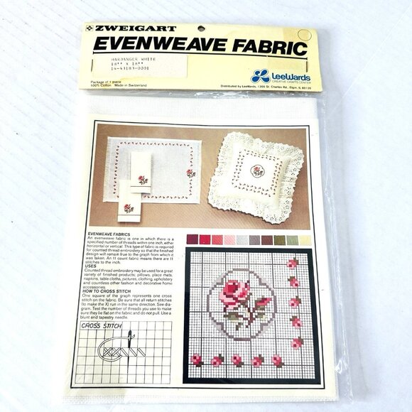 VTG NEW Zweigart Evenweave Fabric 1 Pce 18”x18” Cotton Cross Stitch Rose Pattern - Picture 1 of 6